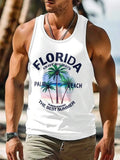 Men's 3D printed Hawaiian-style sleeveless vest in polyester pinhole cloth showing solid colour option