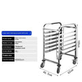 Stainless steel six-layer baking tray rack with lock feature for 40x60cm commercial trays