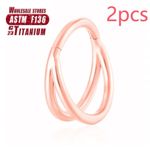 Titanium alloy fork nose ring with screw-on ball closure in silver finish.