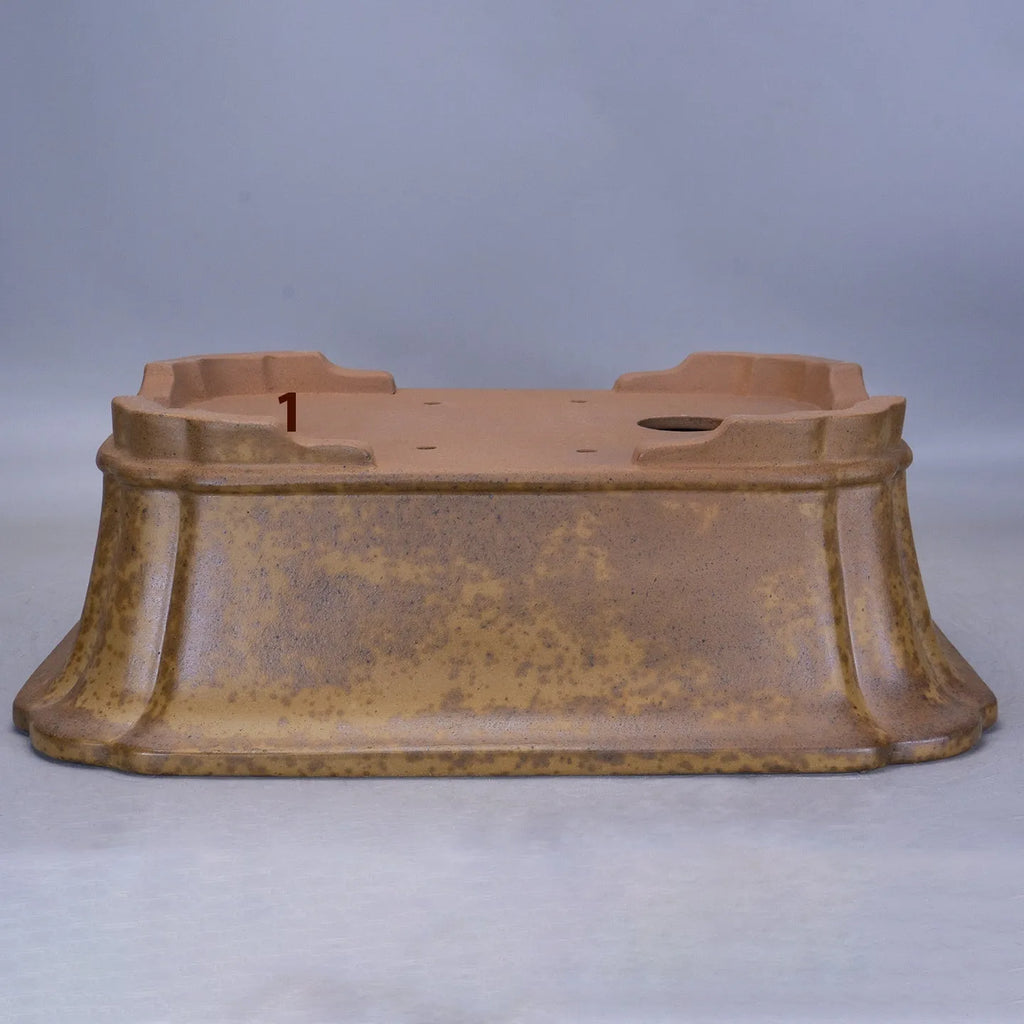 Purple sand rectangular segment mud flowerpot with hand-changed texture and double-pumping angle design.