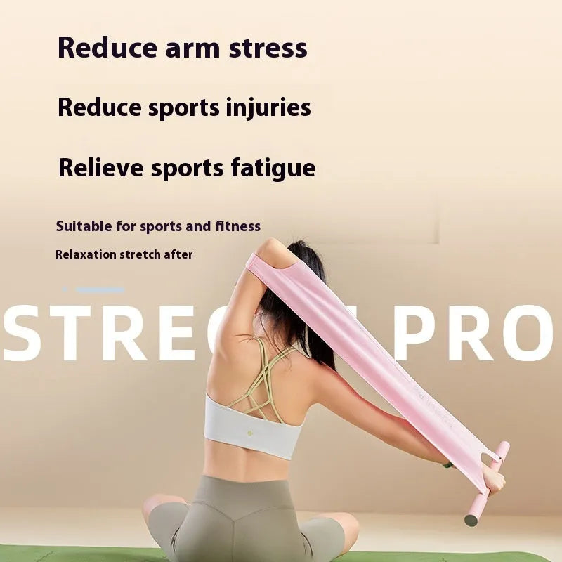 Yoga stretching tool for shoulder, back and hip exercises in grey or pink colour