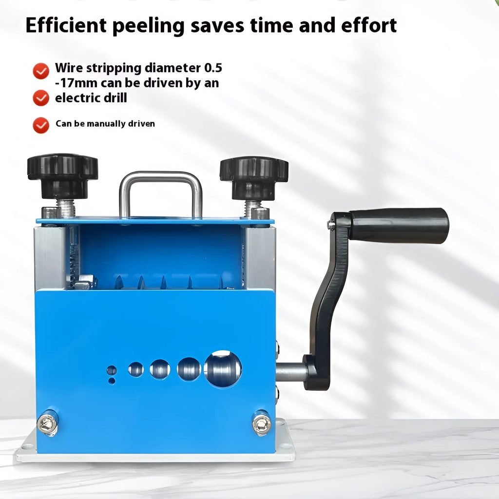SD-017 manual wire stripping machine showing compact design and cable insertion point