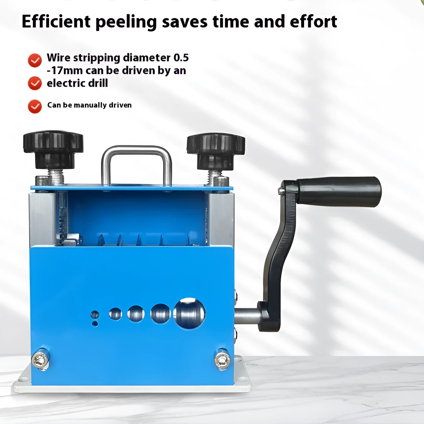 SD-017 manual wire stripping machine showing compact design and cable insertion point