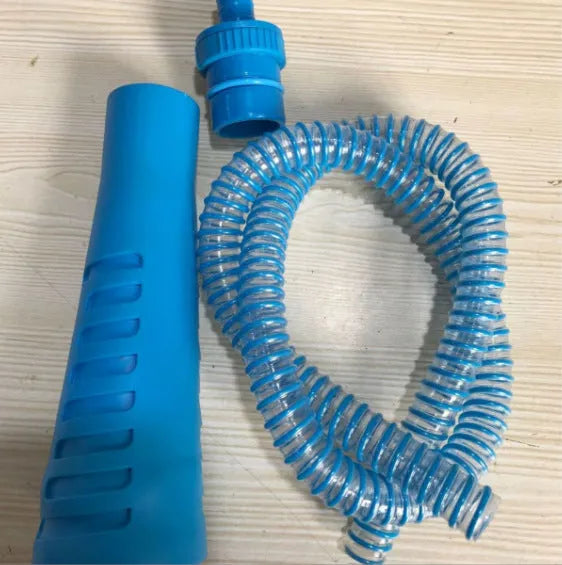 Blue vacuum cleaner suction pipe attachment with round head, 114cm length, and 3-style dust collection bags