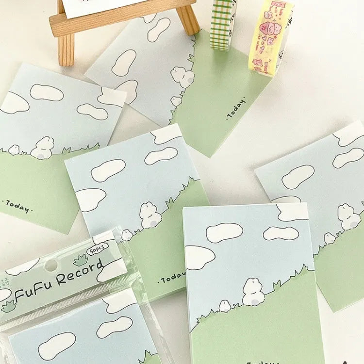 Cartoon sticky note notepad with heartbeat delivery theme in one of six decorative styles