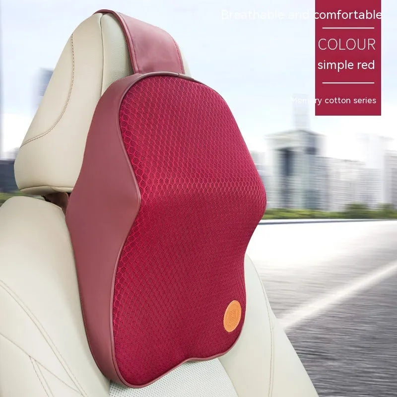Memory foam automotive headrest pillow and lumbar support pillow set in various colour options