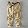 Men's cotton casual overalls with elastic waist in khaki colour