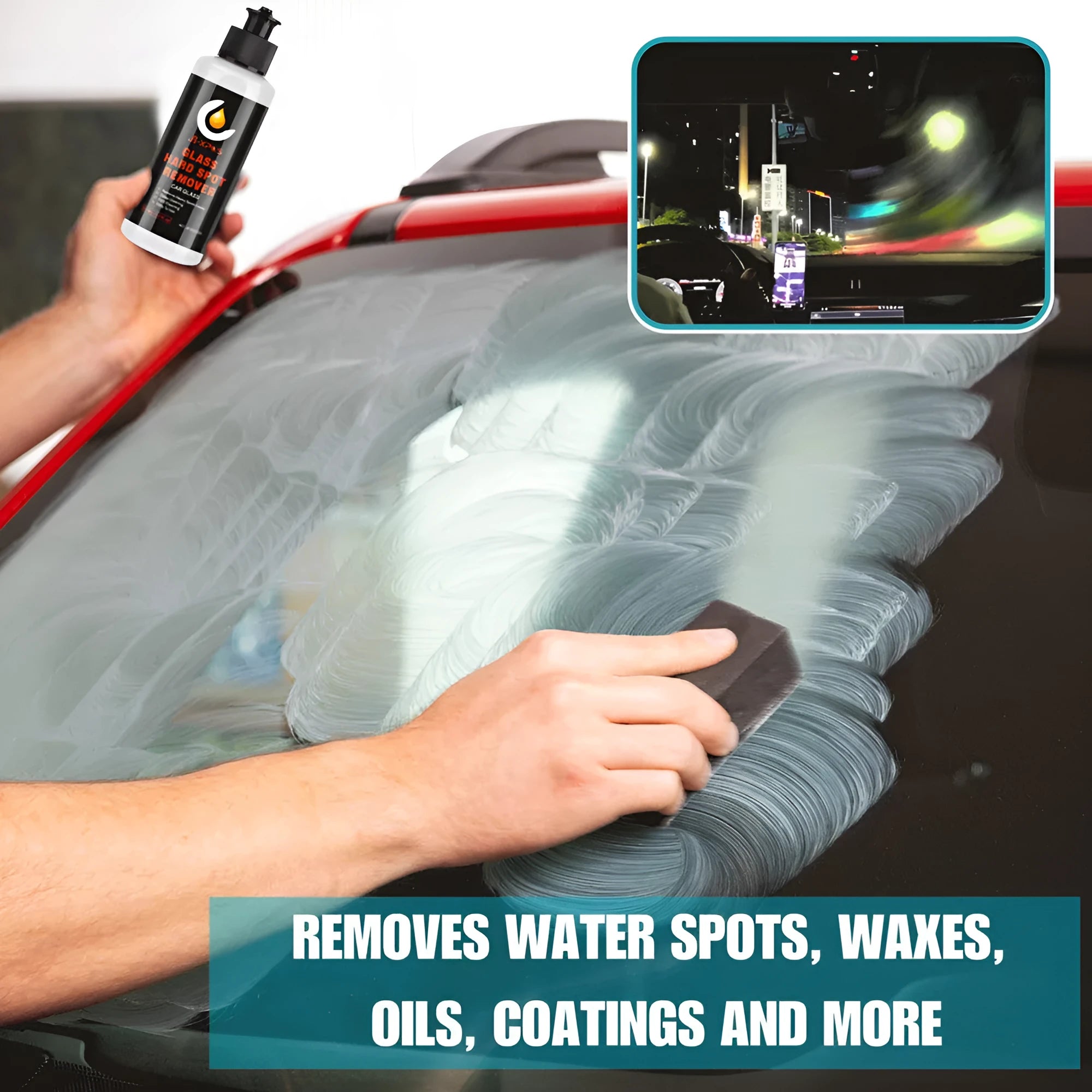 Glass oil film remover cleaning cream in 50ml, 100ml, and 200ml plastic containers for car windows