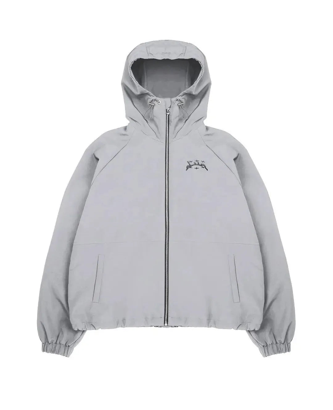 British style men's loose fit hooded sun protection jacket in grey or black polyester fabric