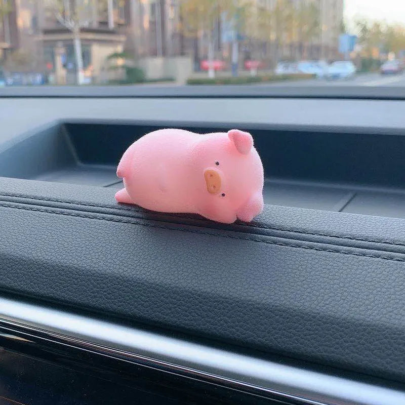 Cute cartoon pig resin ornament for car dashboard decoration