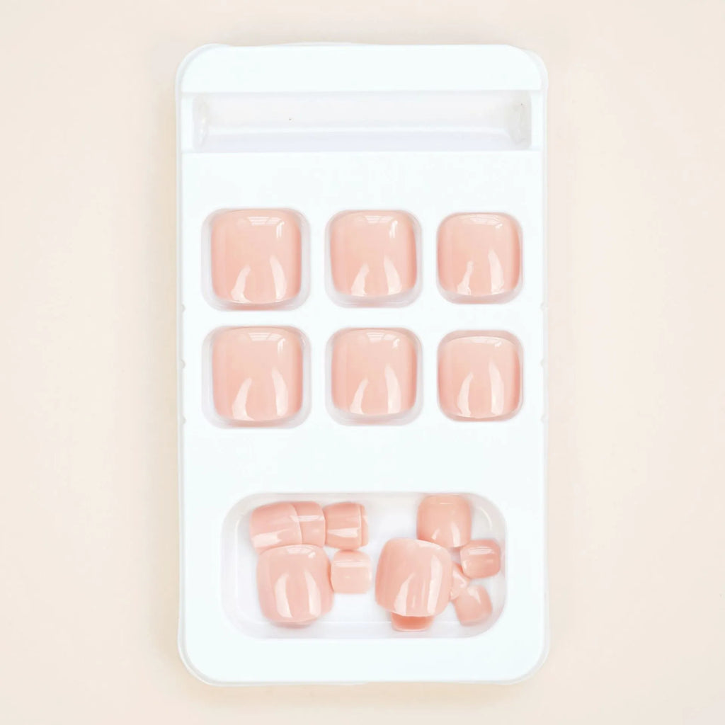 Skin colour artificial toenail stickers with adhesive glue for nail enhancement