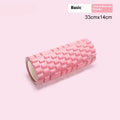 Black cylindrical EVA foam roller for fitness muscle recovery on a plain background.