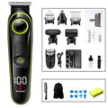 Black KM-696 rechargeable electric hair clipper set with stainless steel blade and cleaning brush