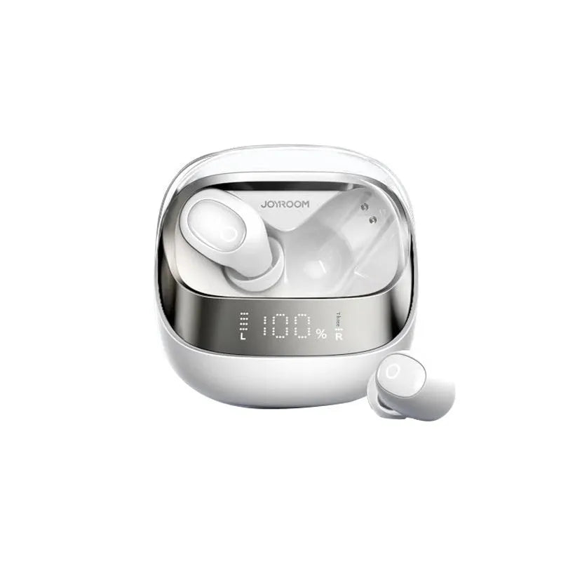 Wireless in-ear Bluetooth headphones with charging case in Dawn White, Starry Sky Black, and Purple colour options.