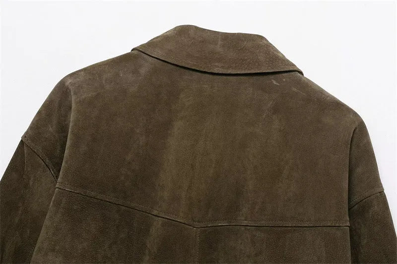 Women's picture colour PU leather jacket in Japanese Korean casual style