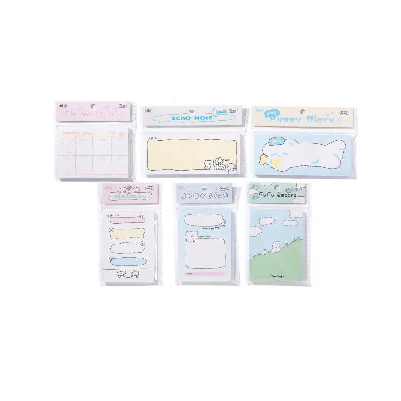 Cartoon sticky note notepad with heartbeat delivery theme in one of six decorative styles