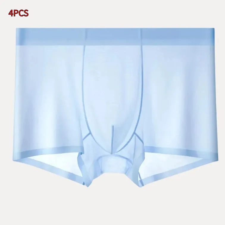 Men's Ice Silk boxer briefs in solid colours showing seamless, ultra-thin design