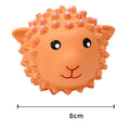 Orange and yellow latex dog toys with spiky texture and animal designs for small medium breeds