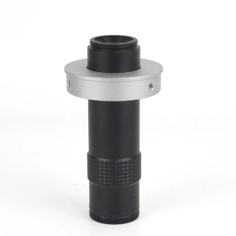Black industrial camera monocular lens with 30mm diameter, 84mm length, providing 0.1-1.3X magnification