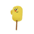 Corn cob shaped cat dental toy made from polio wood measuring 7cm by 6cm by 15cm