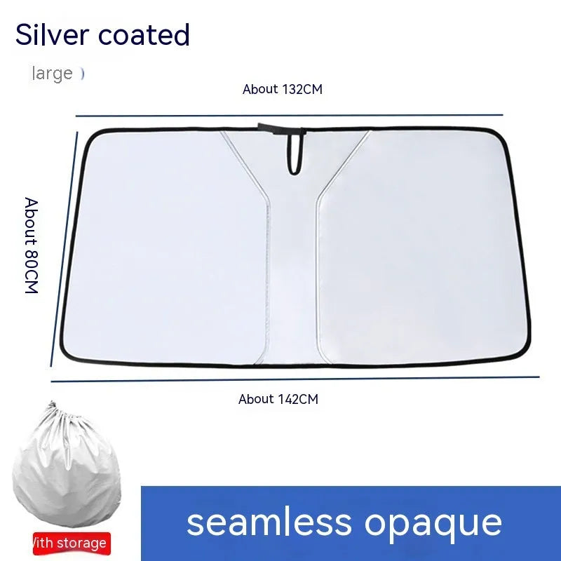Double ring car sun shade with titanium silver NC fabric for front windscreen heat protection