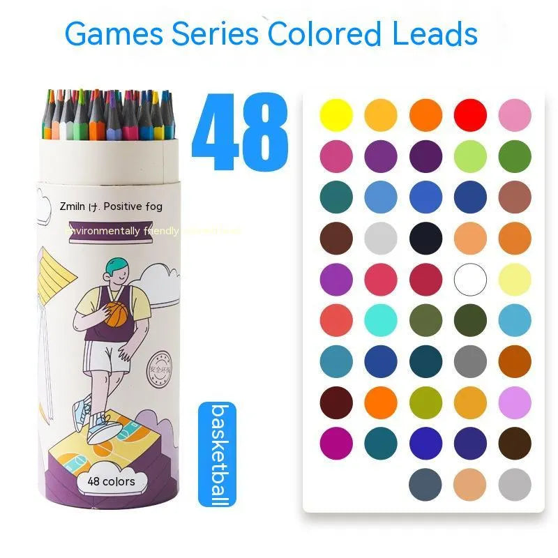 Zhenglin Sports Series colour pencil set with barrel design showing multiple pencil colours