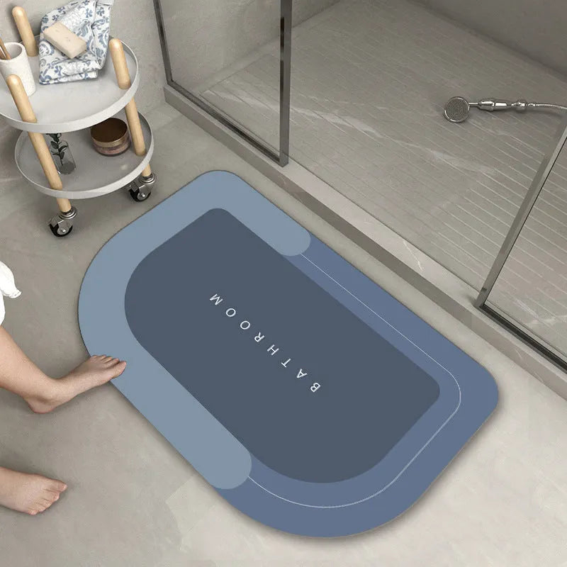 Blended bathroom floor mat for sliding door cushioning in blue colour rectangular shape