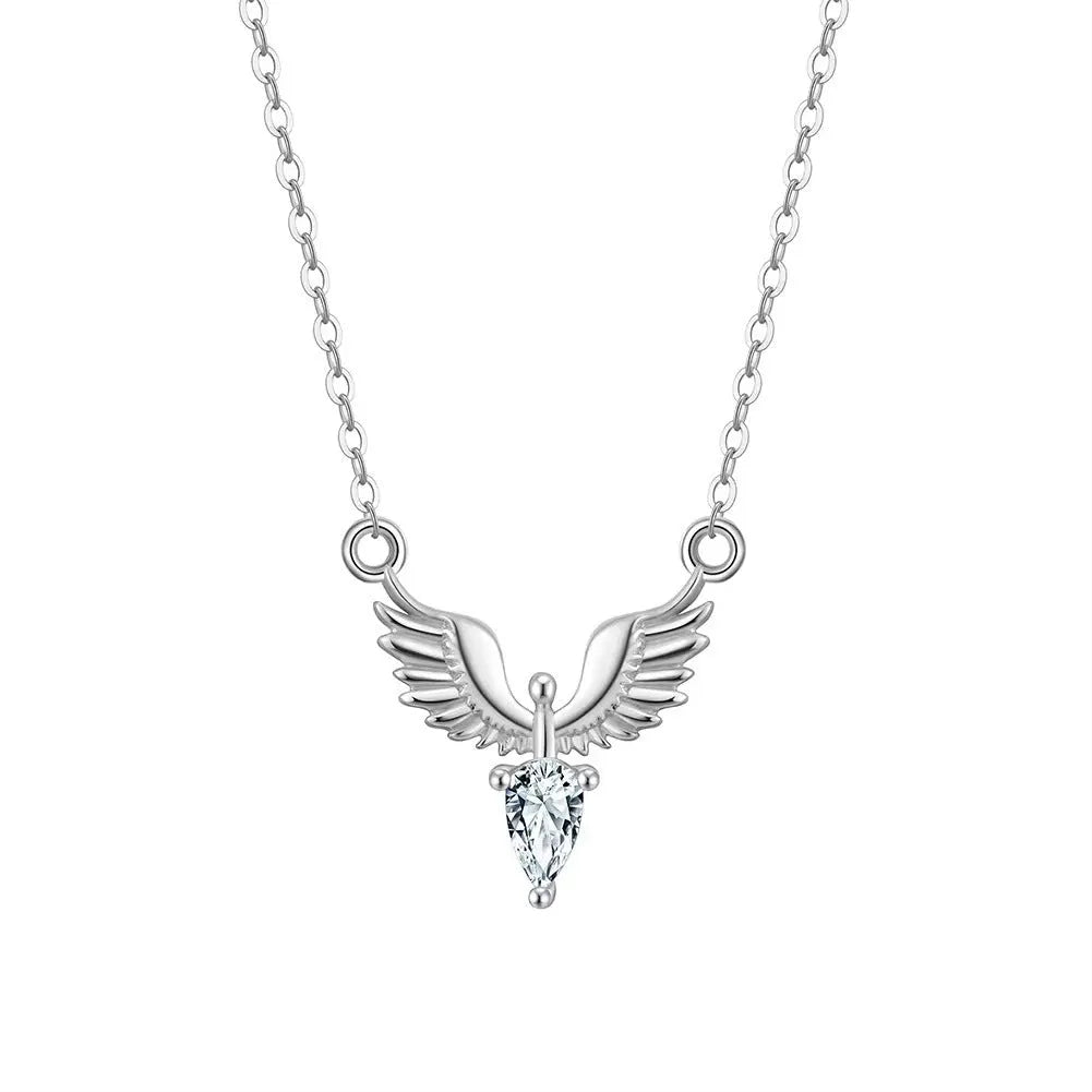 925 silver eagle pendant necklace with adjustable O-ring chain in white gold or yellow gold finish