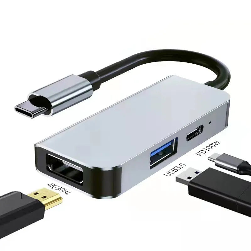 Portable six-in-one Type-C expansion dock for notebooks and tablets with 13.5cm cable
