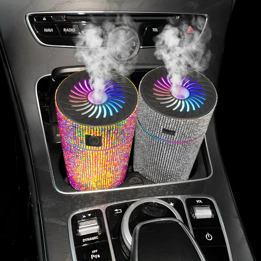 Compact car-mounted air purifier humidifier with USB cable in choice of seven colours