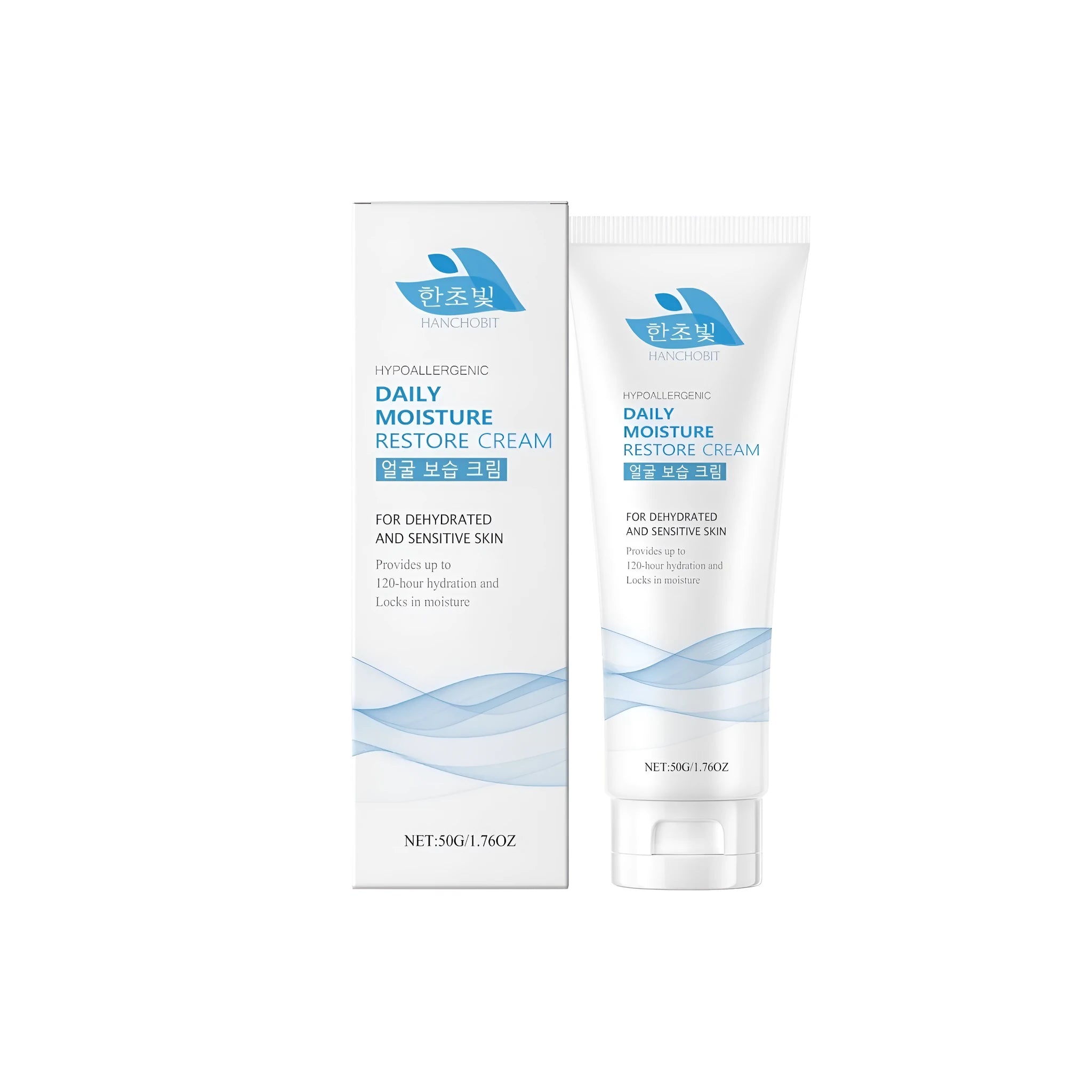 50g facial moisturising cream container with hyaluronic acid and ceramide NP formulation
