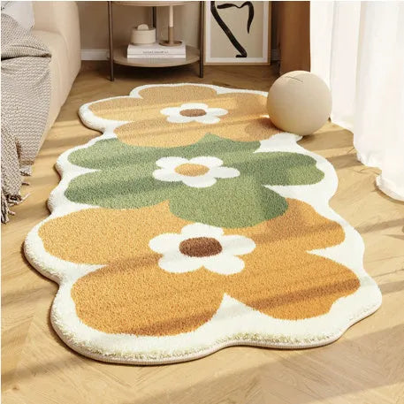 Flower shaped cashmere bedside blanket with alien cartoon design in multiple colour options