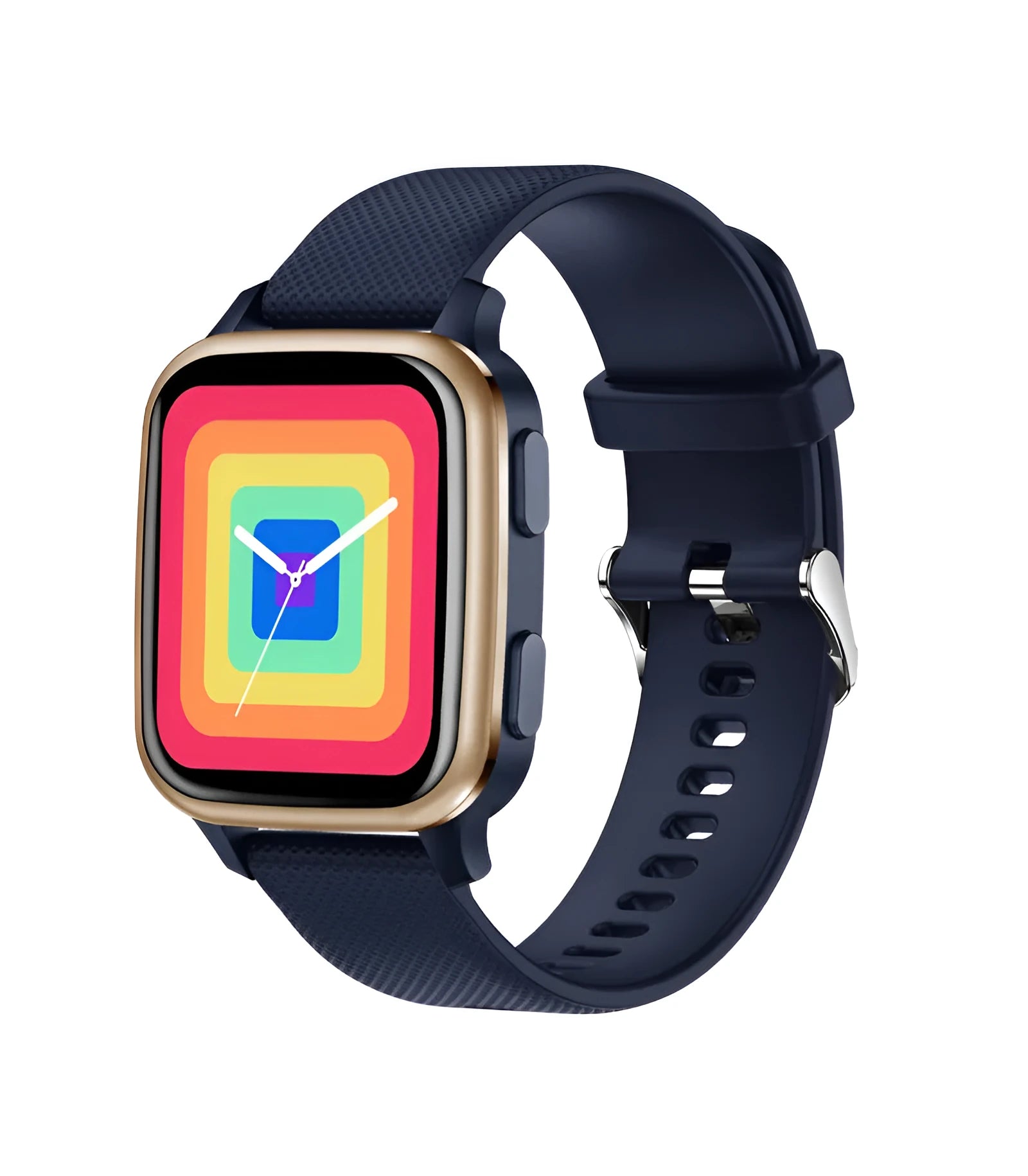 Smart bracelet fitness watch with Bluetooth call function on wrist, shown in black, blue, green, and pink colour options.