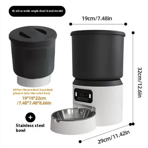 4 litre smart pet feeder with wifi remote control and optional rotating camera