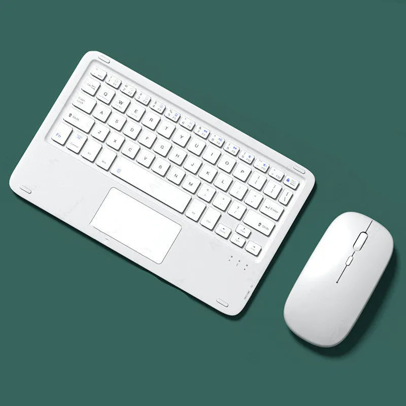 Mute wireless mouse and touch keyboard set in pink green black and white with USB Bluetooth dual-mode for tablets