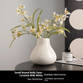Ceramic round belly French vase in black or white glaze with optional artificial orchid flowers
