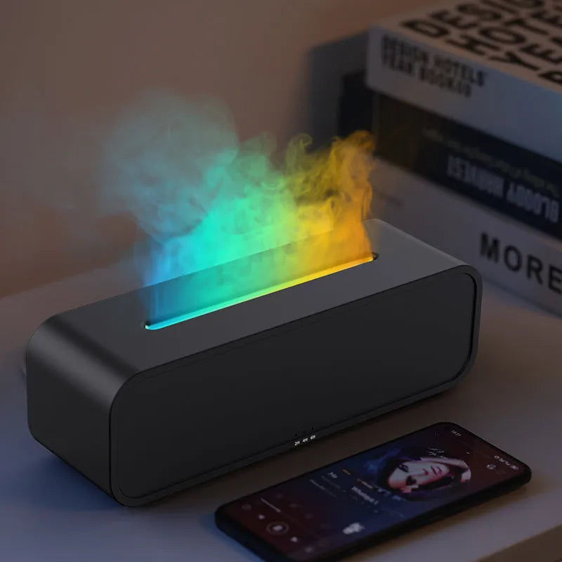 Black or white dynamic aroma diffuser with music synced colour changing light and remote control