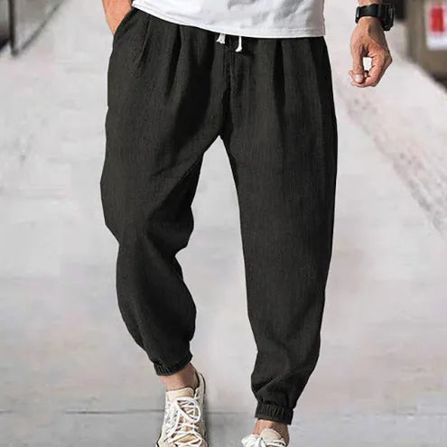 Men's casual cotton banded ankle pants in loose fit available in multiple colours