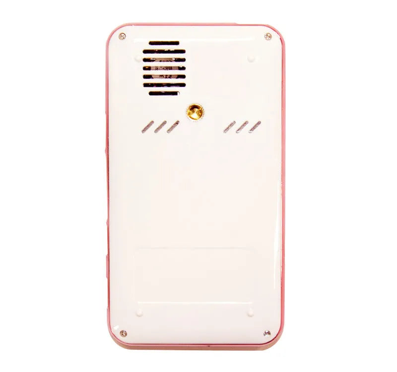 White rose gold miniature DLP Android projector showing compact 145mm design with smartphone connectivity