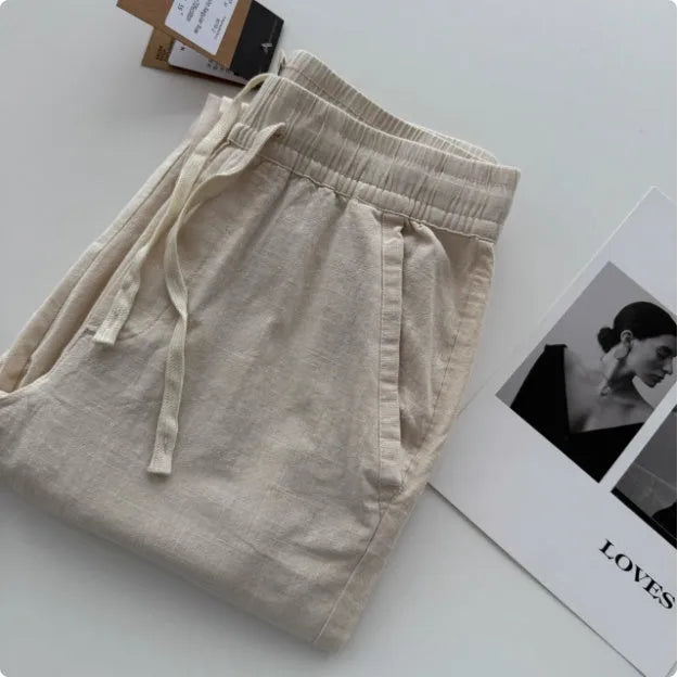 Men's loose straight casual trousers with drawstring waist in multiple colours