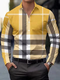 Men's striped printed long sleeve button-up shirt in polyester available in multiple colours and sizes up to 5XL