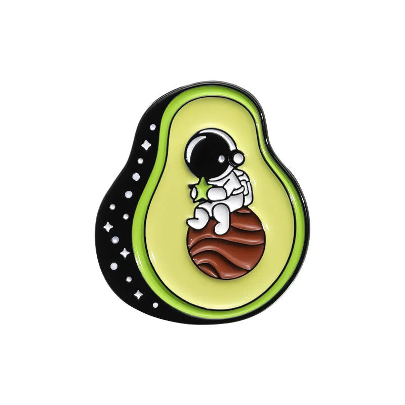 Colourful cartoon fruit and letter design metal brooch on zinc alloy pin