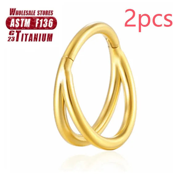 Titanium alloy fork nose ring with screw-on ball closure in silver finish.