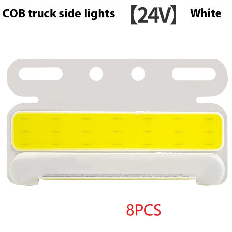 12V 24V aluminium alloy waterproof COB LED truck side light and grounded tyre marker in multiple colours.