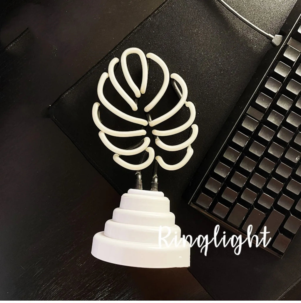 Creative minimalist bamboo shape desktop lamp with white tube and green light