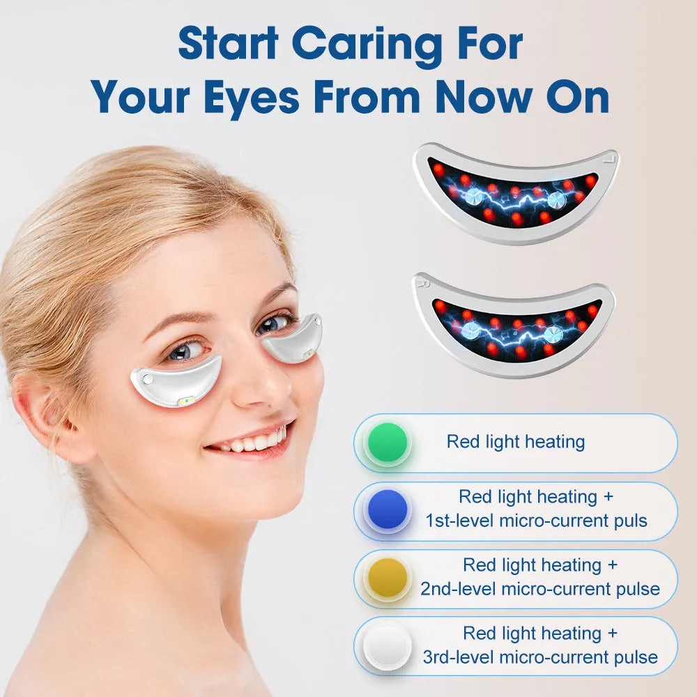 White wireless red light eye massager device with facial mask design for EMS therapy