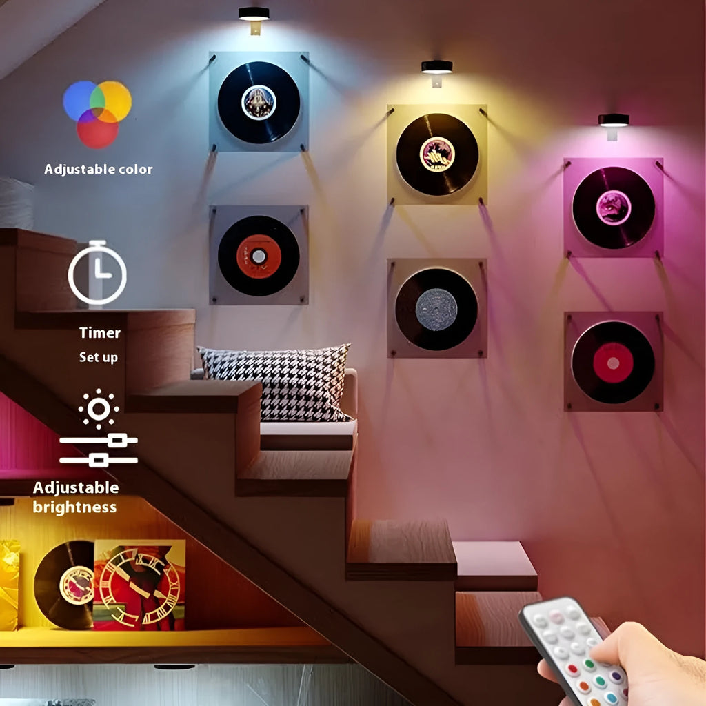 Black wireless magnetic LED painting lamp with remote control for 13-colour RGB lighting