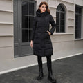 Men's black slim fit hooded jacket with long sleeves made from thickened polyester fabric