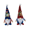 Two cloth Rudolf faceless baby doll Christmas ornaments with candy bag design