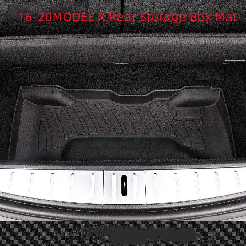 Rubber floor mat with TPE footrest for Tesla Model 3, Y, X, and S cars.